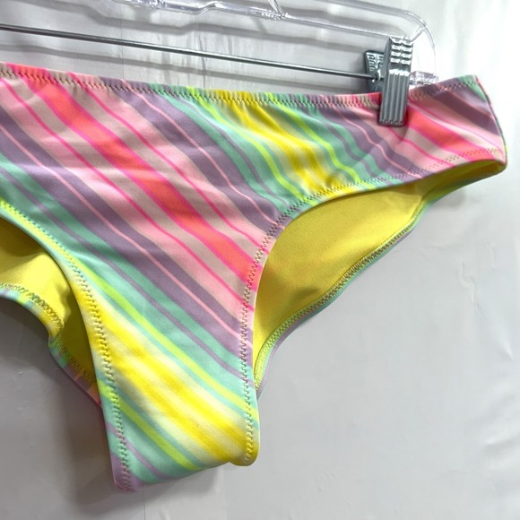 Victoria Secret Swim Bikini Bottom M Rainbow Stripe Scrunch Butt Colorful - Picture 4 of 7
